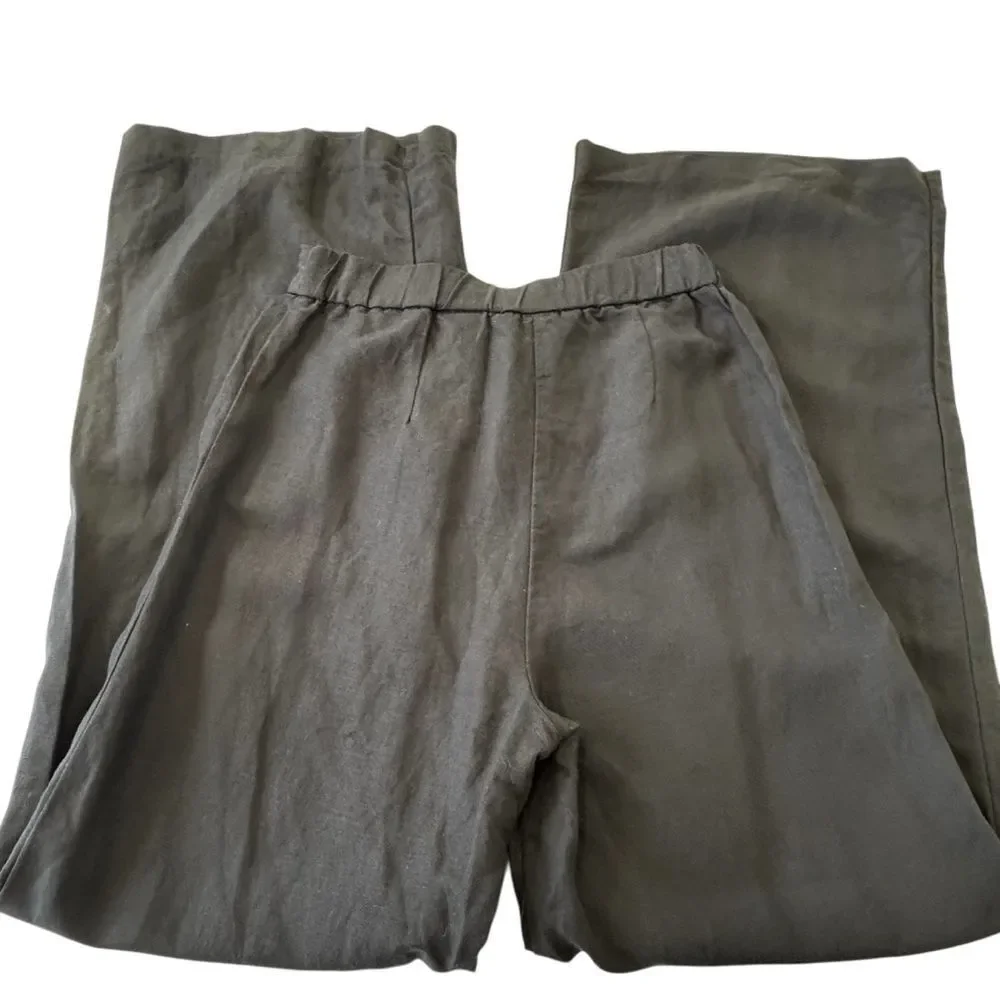 H&M Black Linen Blend Straight Leg Trousers,‎ 2